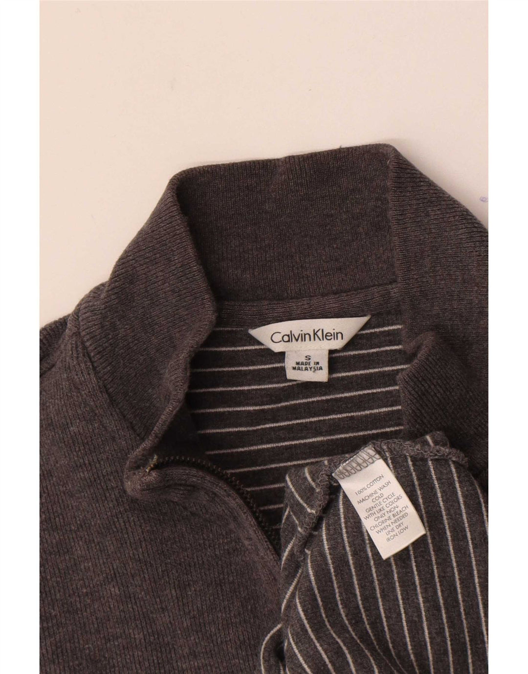Calvin Klein Herre Zip Neck Sweatshirt Jumper lille grå bomuld