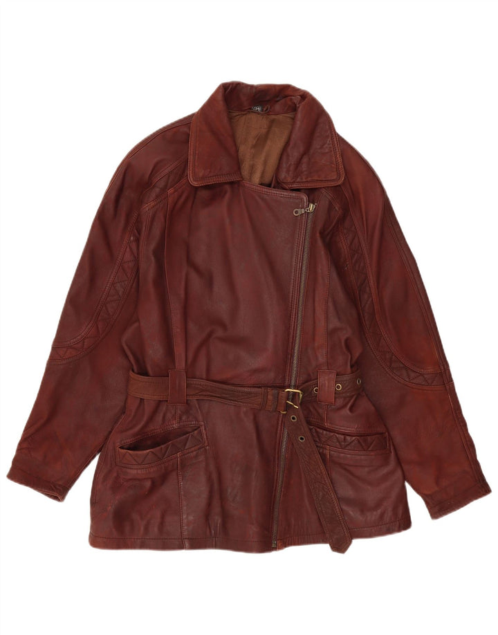 C&A Womens New Fast Oversized Læderjakke EU 34 XS brunt læder