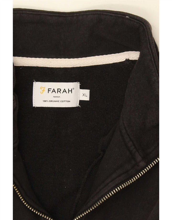 Farah Sweatshirt med lynlås til mænd XL sort bomuld
