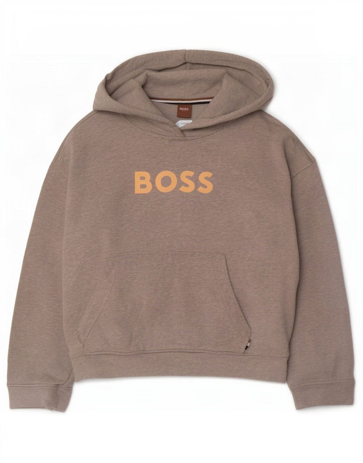 Hugo Boss Grafisk Oversized Hoodie Jumper til kvinder UK 14 Medium Grey