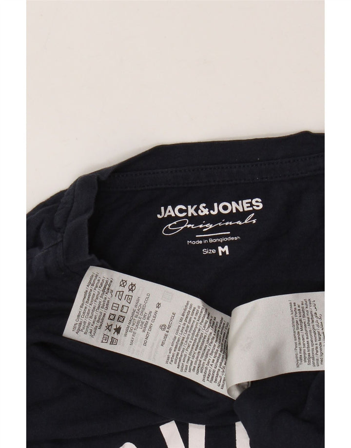 JACK & JONES Herre grafisk top Langærmet medium marineblå bomuld