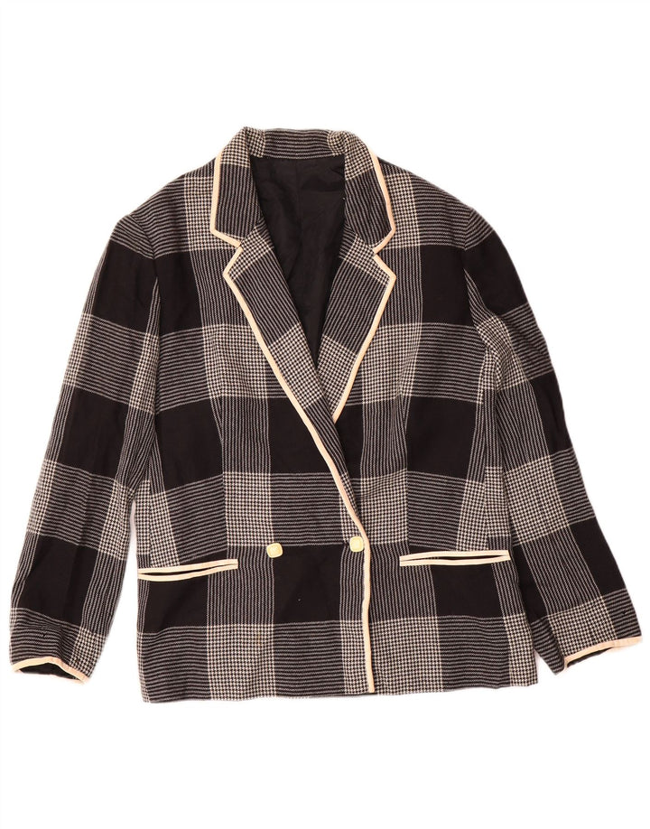 Vintage Dame Dobbeltradet Blazer Jacket UK 14 Medium Black Houndstooth