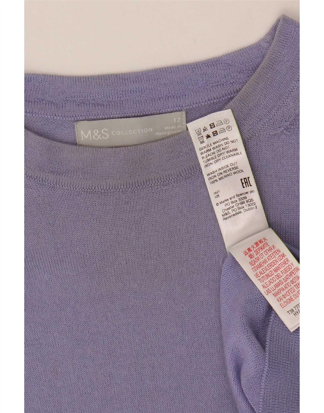 Marks & Spencer Dame Boat Neck Jumper Sweater UK 12 Medium Blue