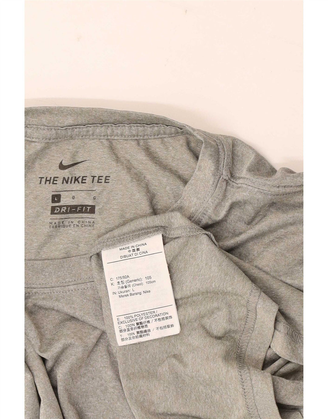 Nike Herre Dri Fit T-shirt Top Stor grå Flecked Polyester