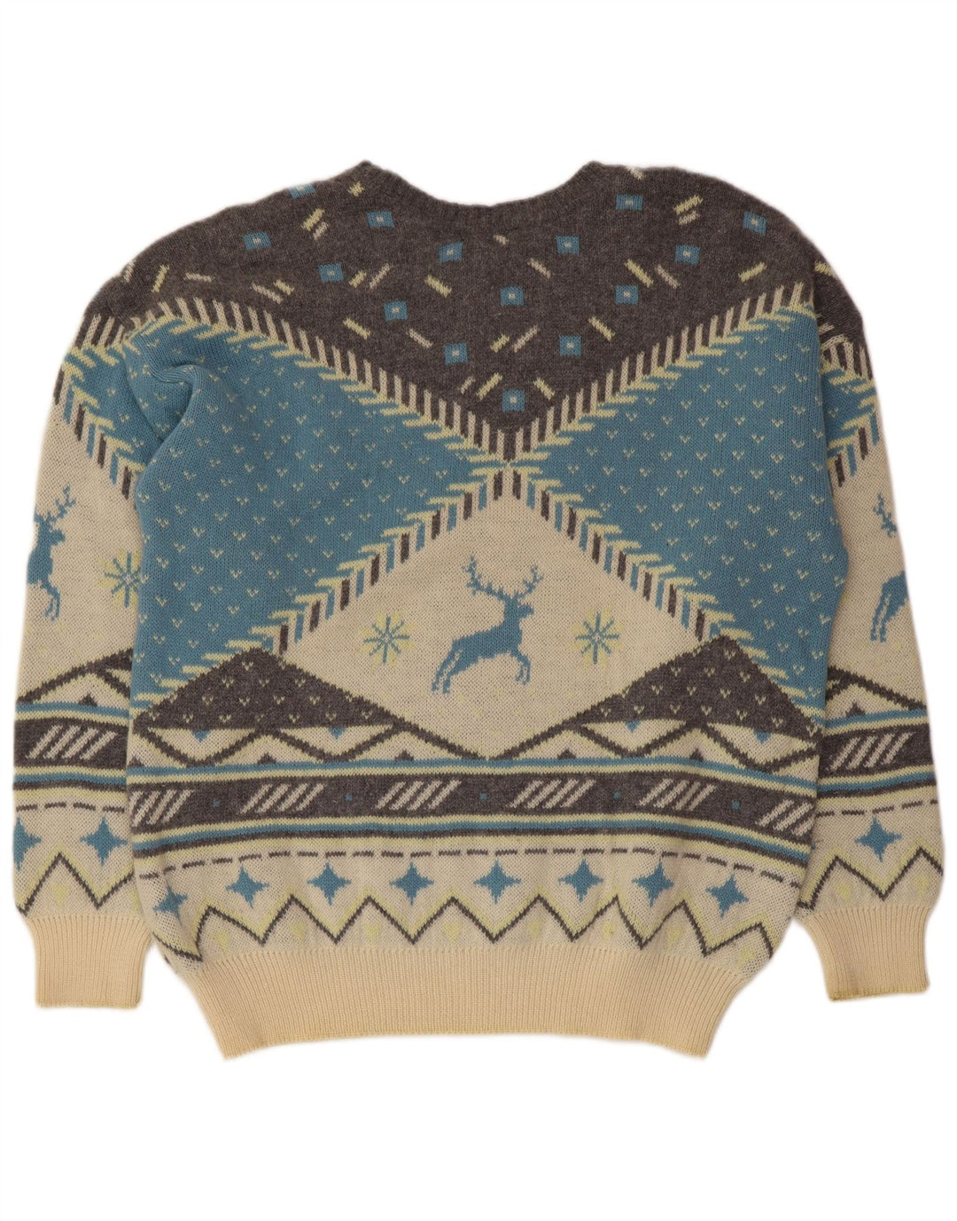 TRUSSARDI JEANS Herre sweater med rund hals, stor Off White Fair Isle