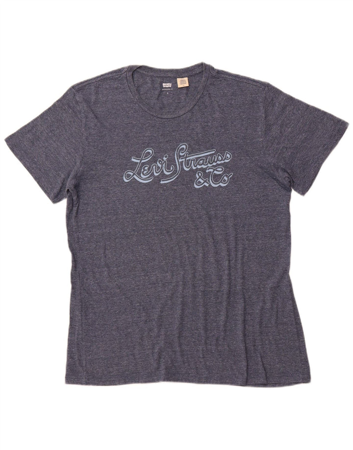 LEVI'S Herre Grafisk T-Shirt Top Stor Blå