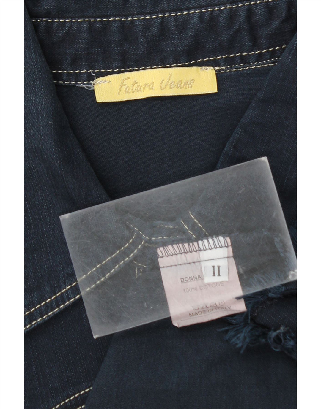 Vintage 3/4-ærmet langline denimskjorte til kvinder mellem marineblå bomuld