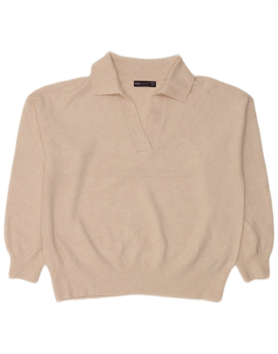 Marks & Spencer Dame Polo Neck Jumper Sweater UK 14 Medium Off White