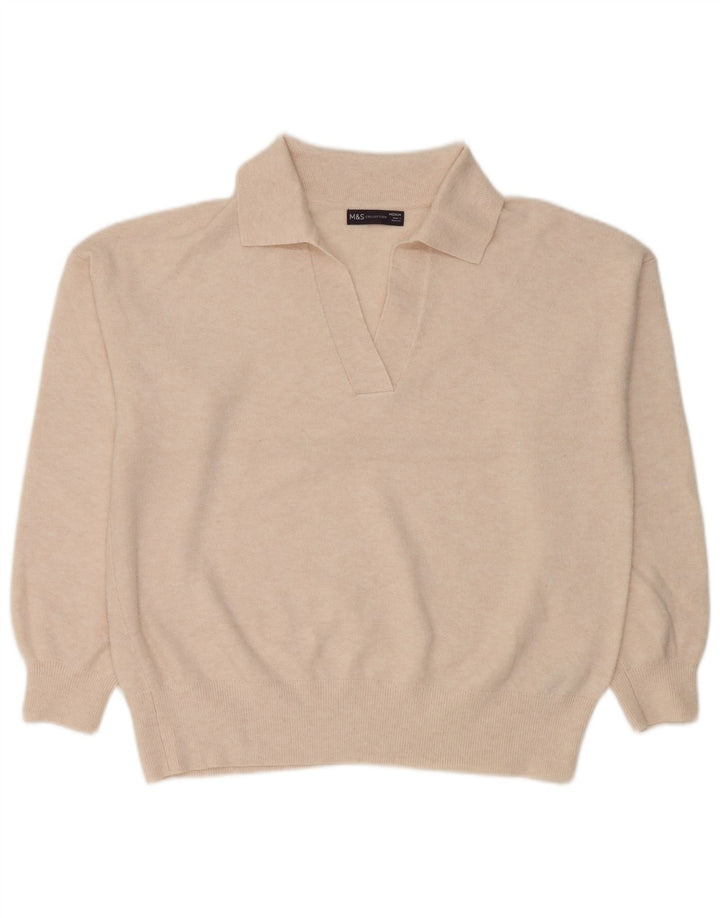 Marks & Spencer Dame Polo Neck Jumper Sweater UK 14 Medium Off White