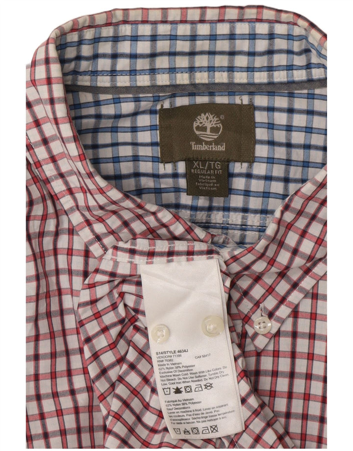 Timberland Herre kortærmet Regular Fit skjorte XL rød ternet nylon