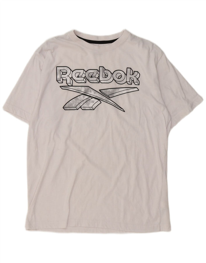Reebok Herre grafisk T-shirt Top Medium Hvid Bomuld