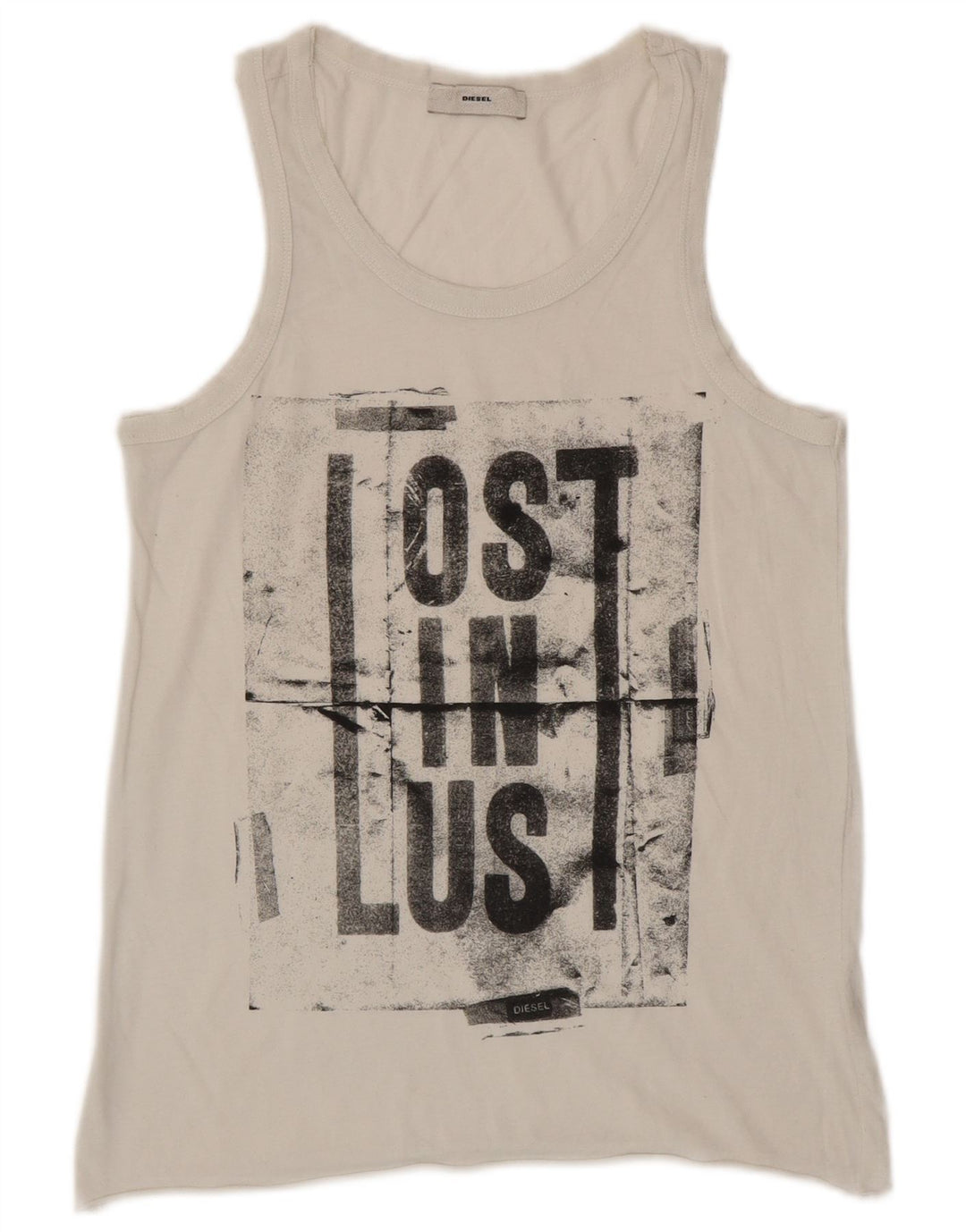 DIESEL Dame Grafisk Vest Top UK 10 Small White