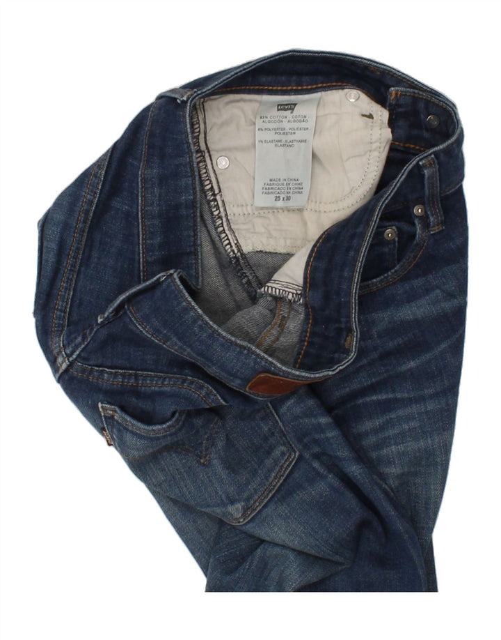 LEVI'S Womens Slight Curve Modern Rise Straight Jeans W25 L30 Navy Blue Vintage Levi's and Second-Hand Levi's from Messina Hembry 