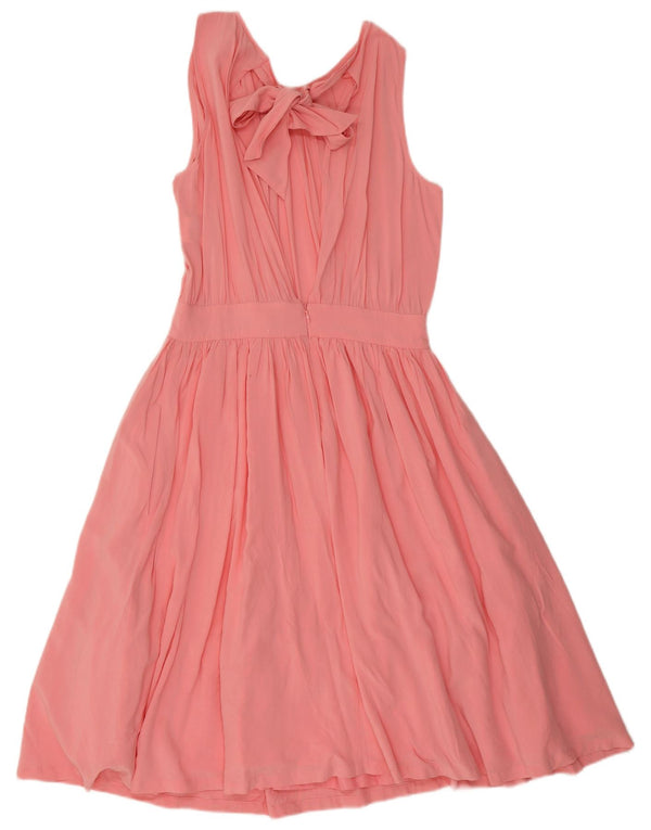 Benetton Dame Halter Dress UK 10 Small Pink Viscose