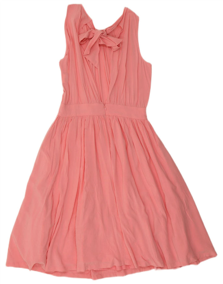 Benetton Dame Halter Dress UK 10 Small Pink Viscose