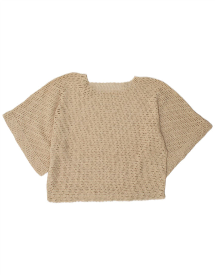 Vintage Dame Batwing Se Through Top UK 16 Large Beige
