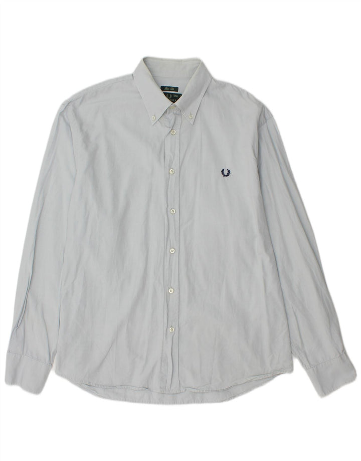 FRED PERRY Herre Slim Fit skjorte 2XL blå bomuld