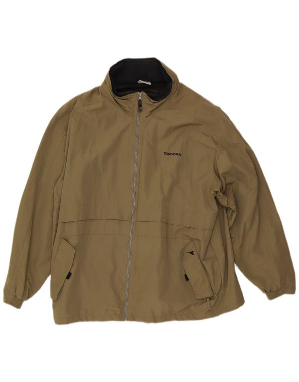 Diadora Regnjakke med hætte til mænd UK 42 XL Khaki Polyamid