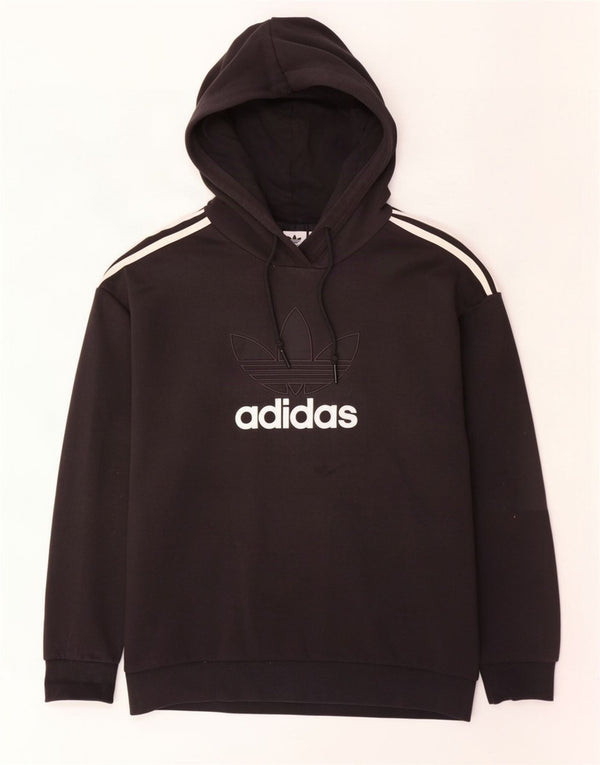 Adidas grafisk oversized hættetrøjetrøje til kvinder DK 12/14 Medium sort bomuld