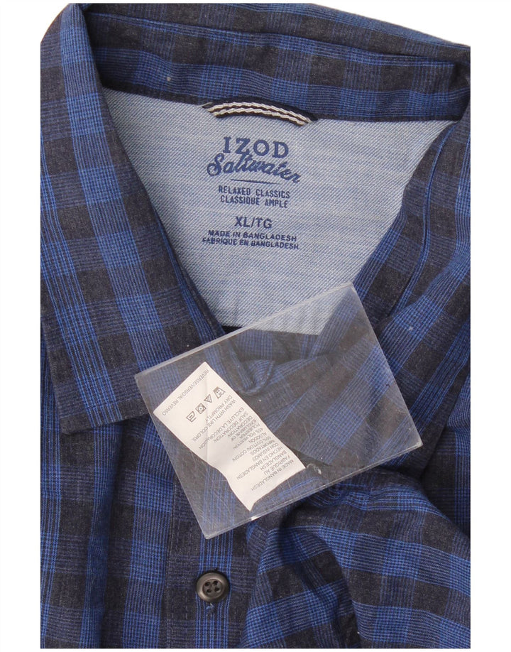 Izod Herre Relaxed Classics Relaxed Fit Shirt XL Blue Gingham Cotton Classic