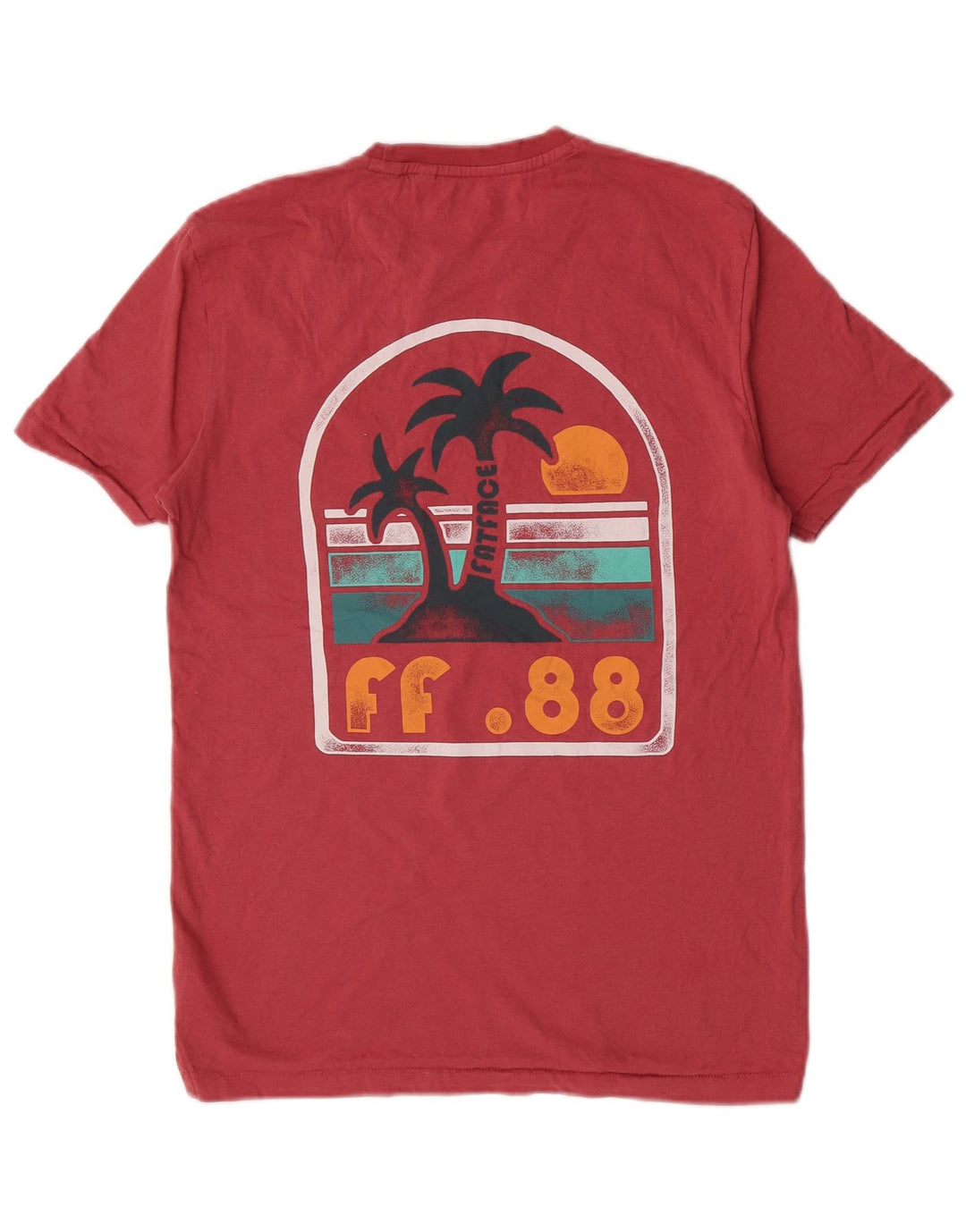 Fat Face Herre grafisk T-shirt Top Lille Pink Cotton Beach
