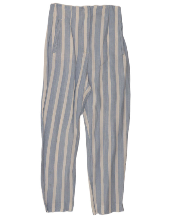 Zara Kvinder Højtaljede Slim Fit Cropped Bukser XS W24 L26 Blå Stribede