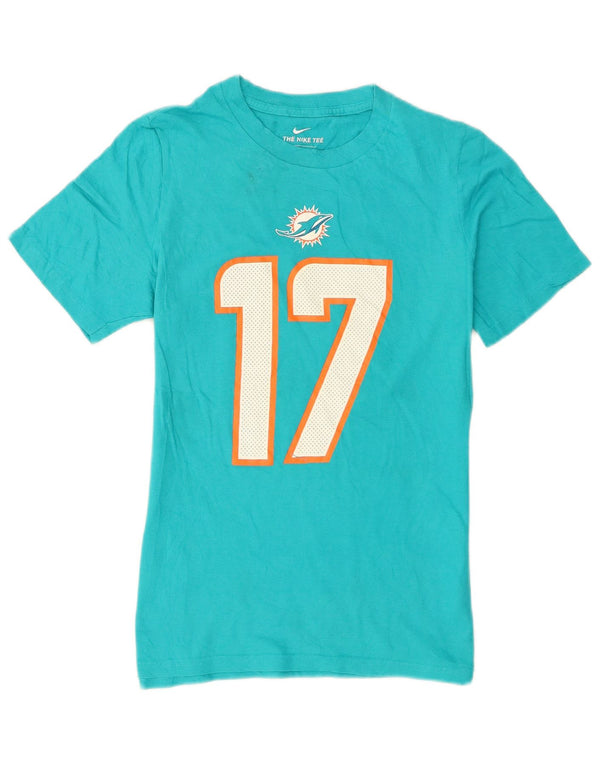 Nike Dame Miami Dolphins Grafisk T-Shirt Top UK 14 Stor turkis bomuld