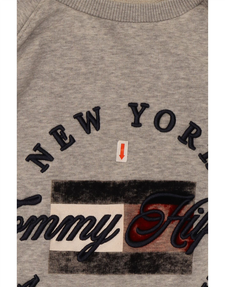 TOMMY HILFIGER Dame Oversized grafisk sweatshirt Jumper UK 10 Small Grå