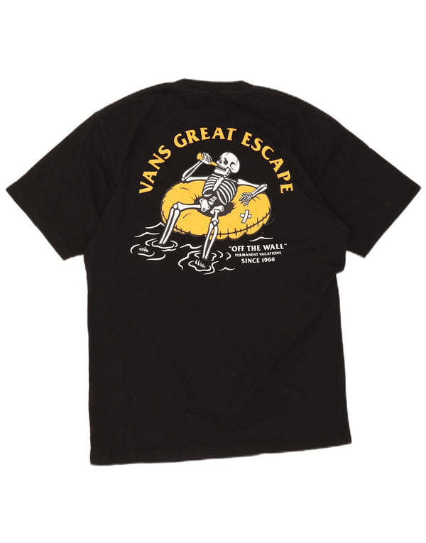 VANS Herre Classic Fit Grafisk T-Shirt Top Medium Sort Bomuld