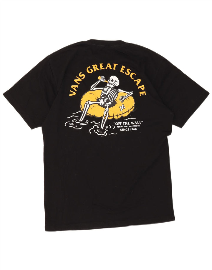 VANS Herre Classic Fit Grafisk T-Shirt Top Medium Sort Bomuld