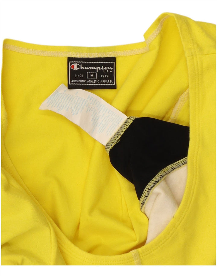 Champion Kvinders grafisk Crop Top UK 12 Medium Gul Colourblock Bomuld