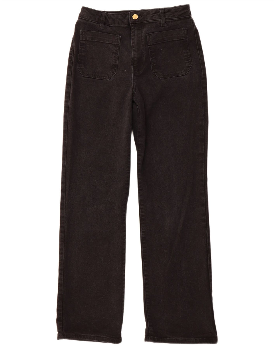 MINT VELVET Dame Højtaljede Lige Jeans UK 10 Small W28 L30 Sort