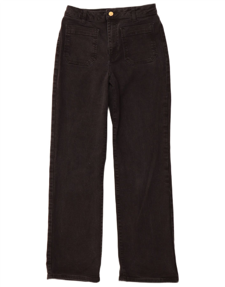 MINT VELVET Dame Højtaljede Lige Jeans UK 10 Small W28 L30 Sort