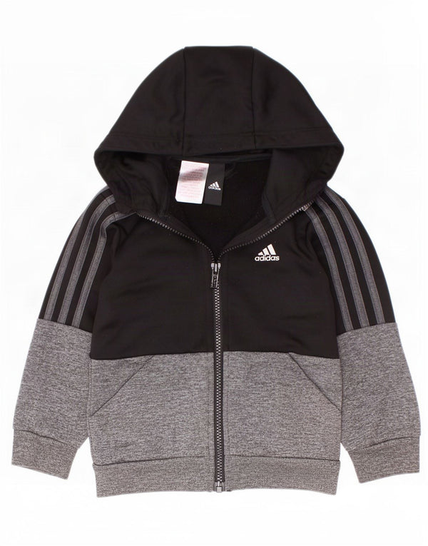 Adidas hættetrøje med lynlås til drenge 2-3 år Sort Colourblock