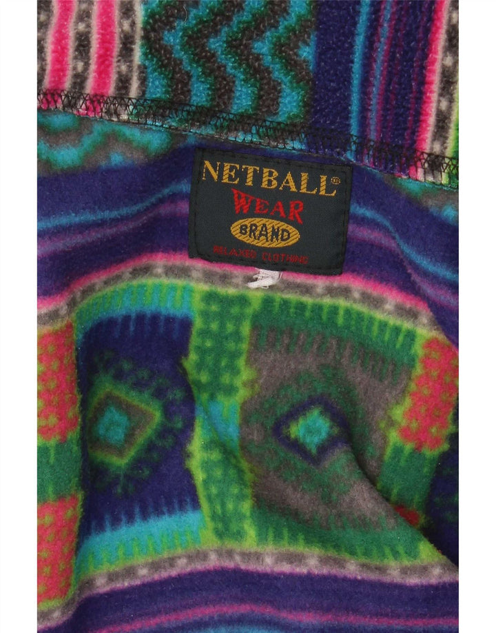 Vintage herre lynlås hals fleece jumper XL flerfarvet geometrisk