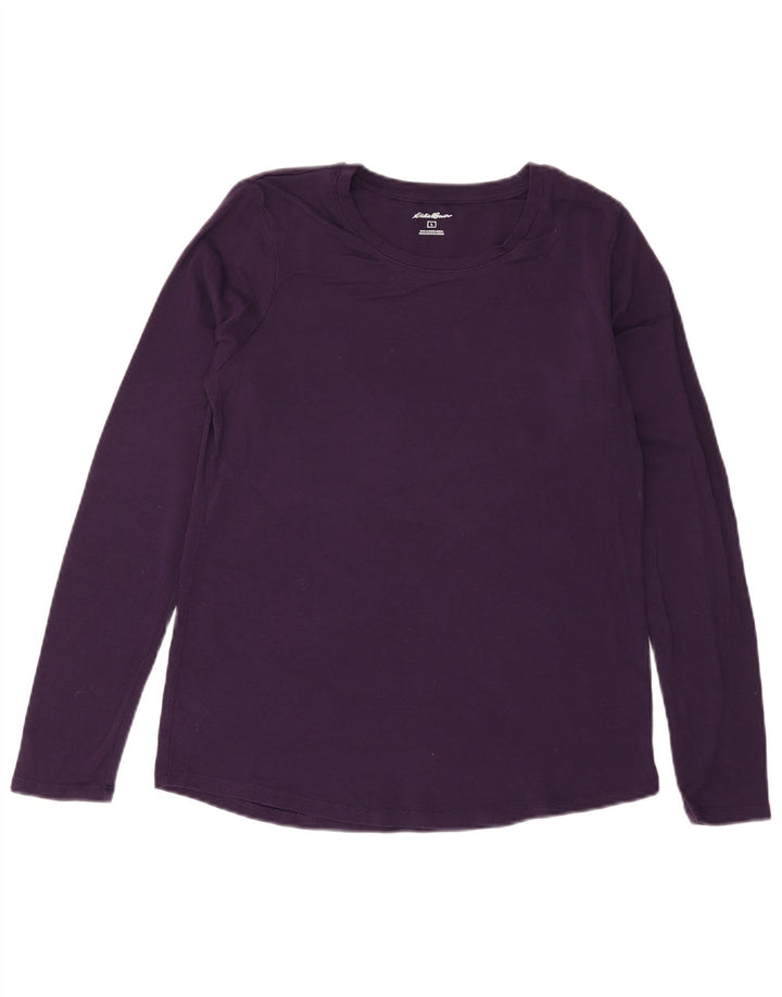 Eddie Bauer Dame Top Langærmet UK 14 Stor Lilla Bomuld