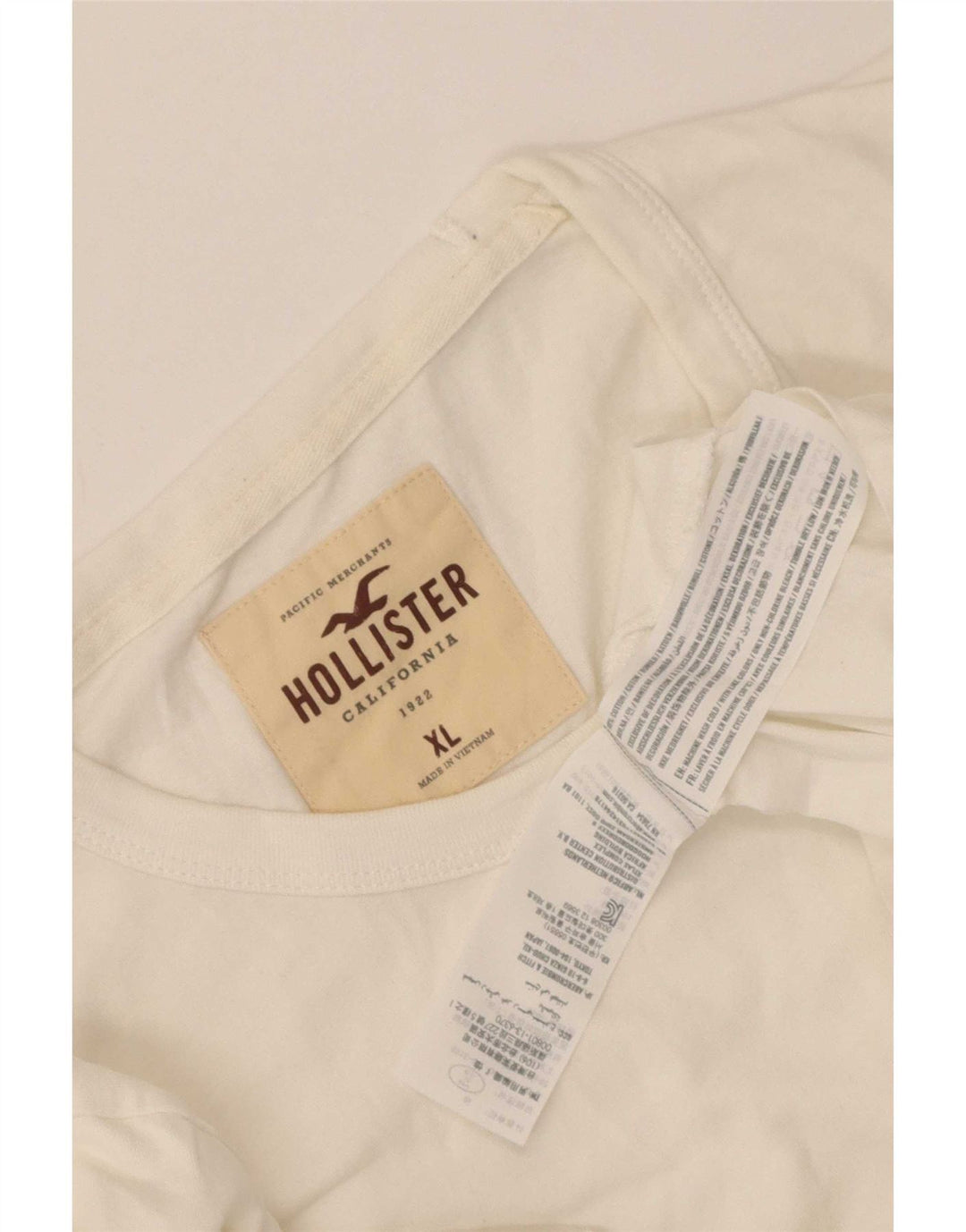 Hollister Herre grafisk top langærmet XL hvid bomuld