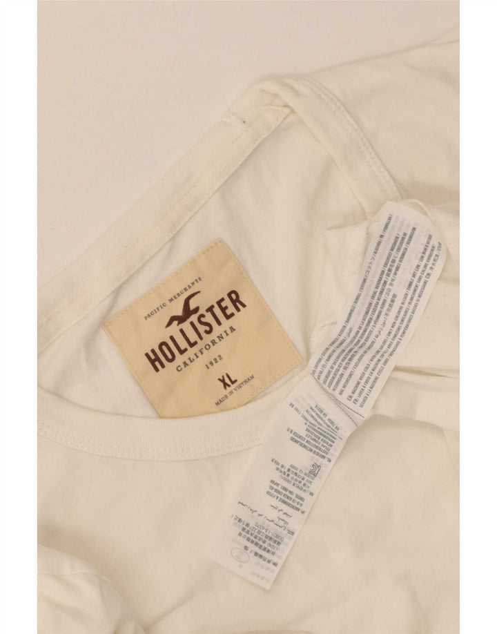 Hollister Herre grafisk top langærmet XL hvid bomuld