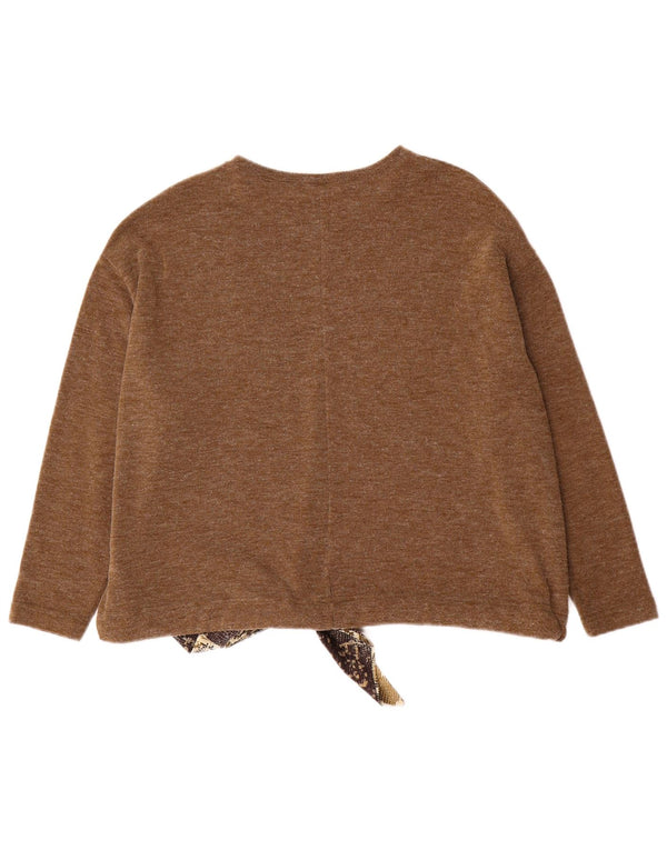 Zara Dame Boat Neck Jumper Sweater UK 14 Medium Brown Animal Print