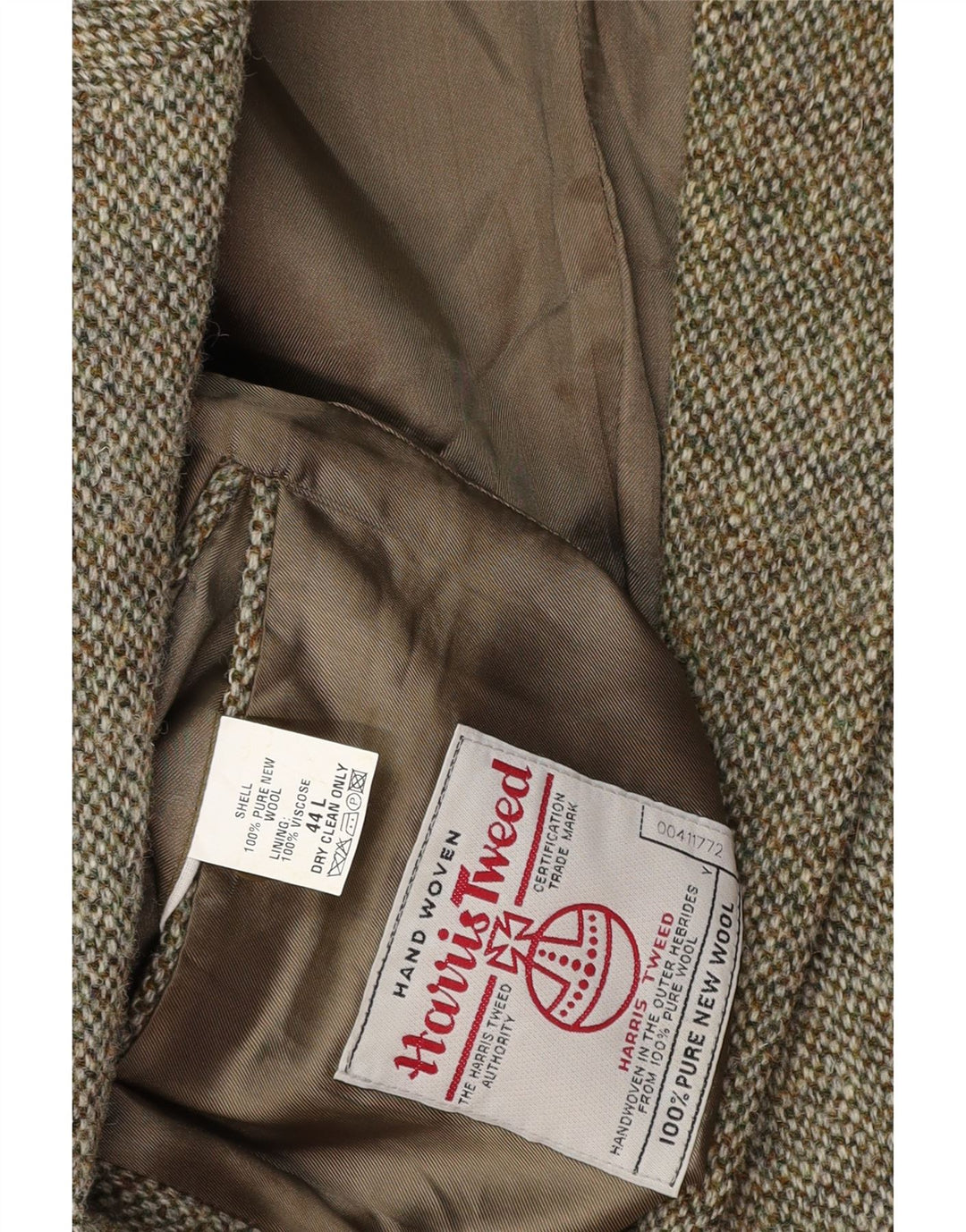 HARRIS TWEED Herre 2-knaps blazerjakke UK 44 2XL Khaki Wool