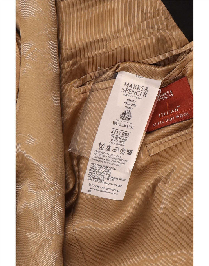 Marks & Spencer Herre 1-knap blazerjakke UK 38 Medium Sort Uld