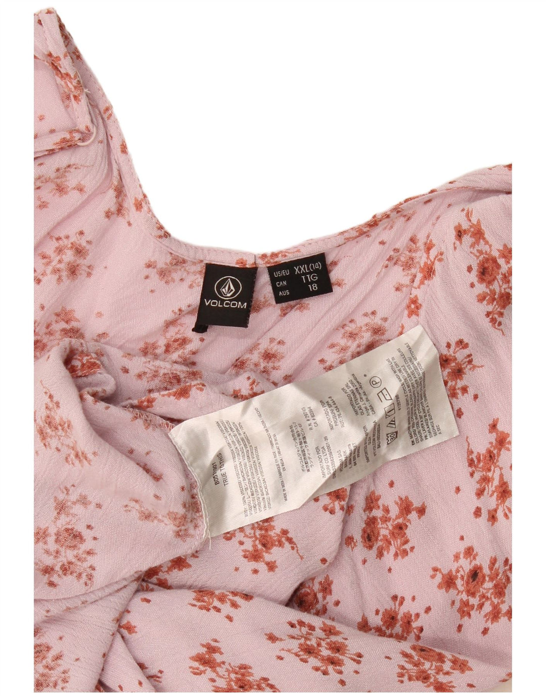 Volcom Dame Halter Top UK 20 2XL Pink Floral Viscose
