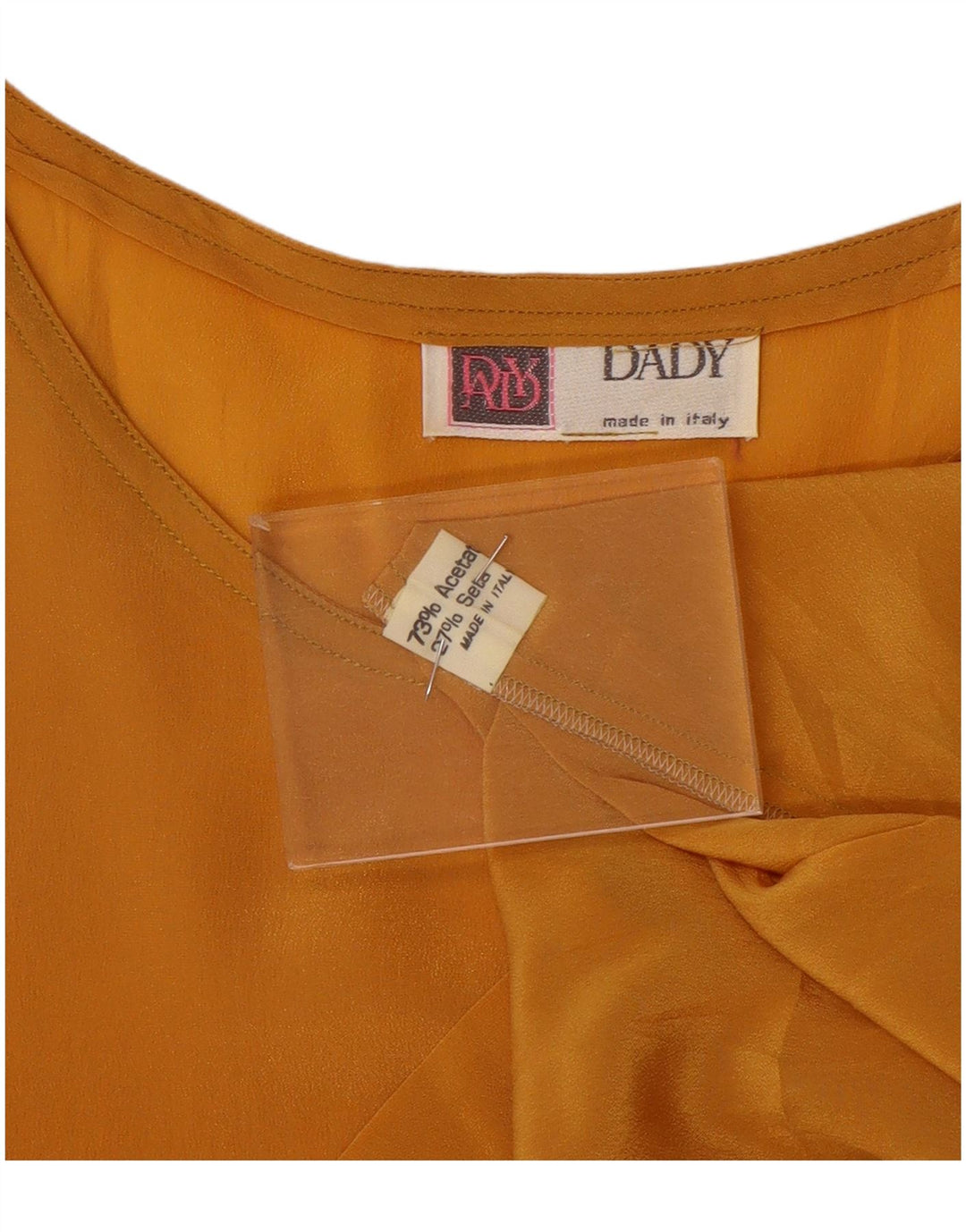 Vintage dame ærmeløs bluse Top UK 14 Medium Yellow Acetate