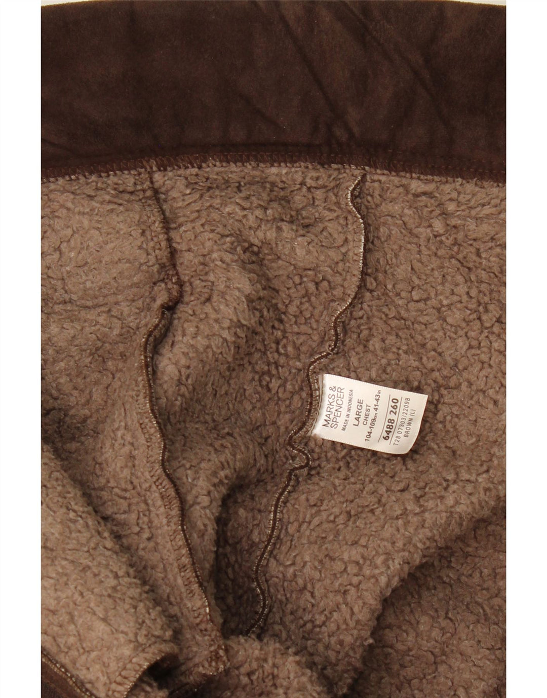 MARKS & SPENCER Sherpajakke til mænd UK 41/43 Stor brun polyester