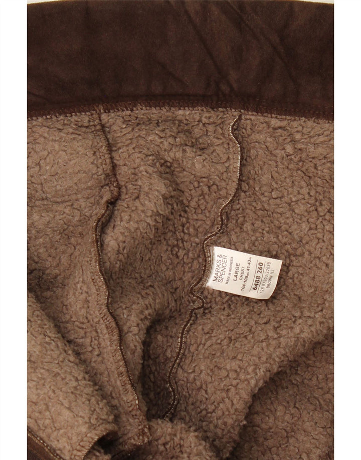 MARKS & SPENCER Sherpajakke til mænd UK 41/43 Stor brun polyester
