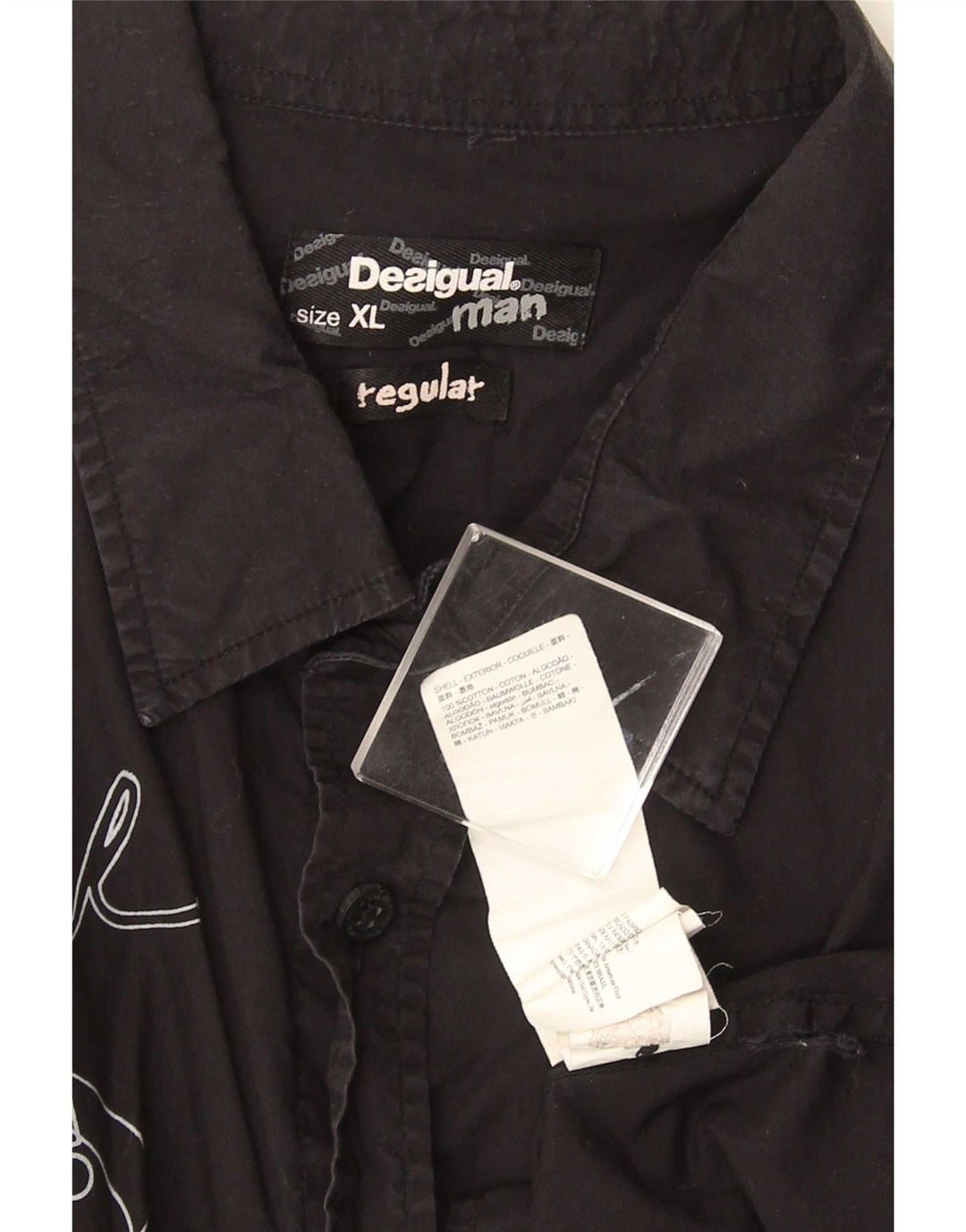 Desigual Herre grafisk Regular Fit skjorte XL sort bomuld