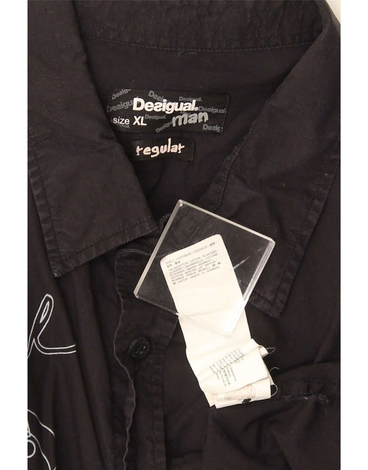 Desigual Herre grafisk Regular Fit skjorte XL sort bomuld