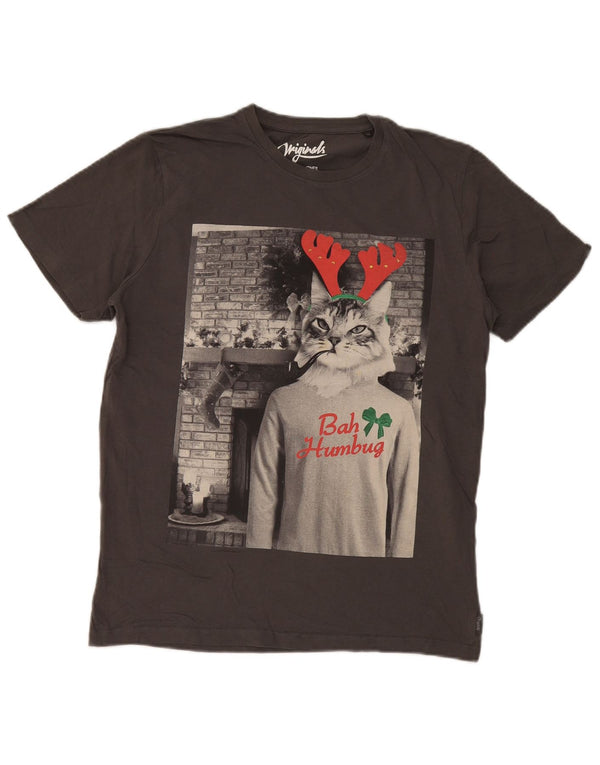 Jack & Jones Herre Hamburg Grafisk T-Shirt Top Medium Grå Bomuld Jul