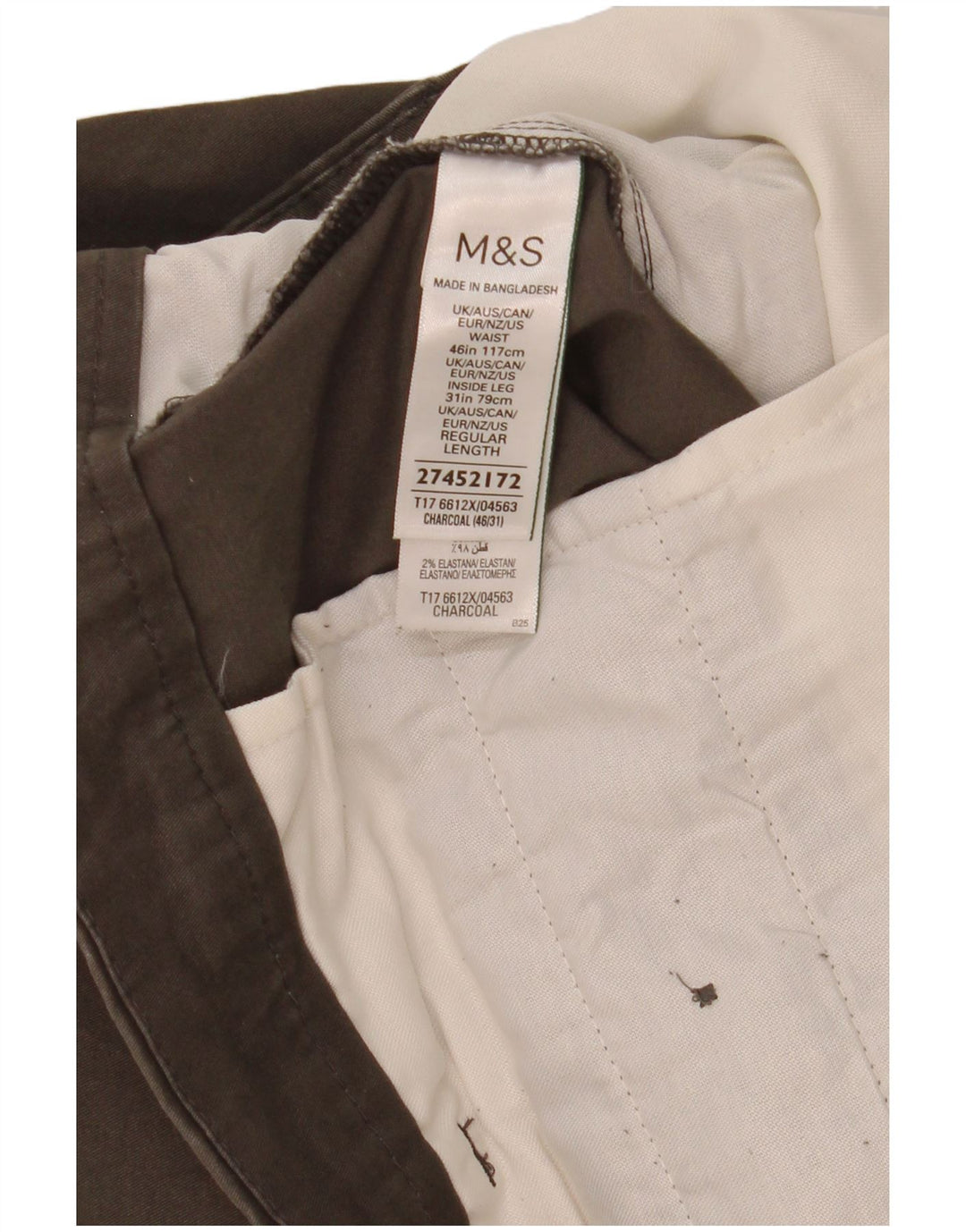 Marks & Spencer Herre Regular Fit Chinobukser W46 L31 Grå Bomuld