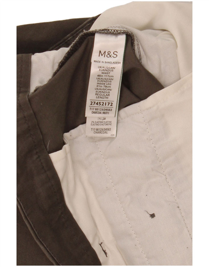 Marks & Spencer Herre Regular Fit Chinobukser W46 L31 Grå Bomuld